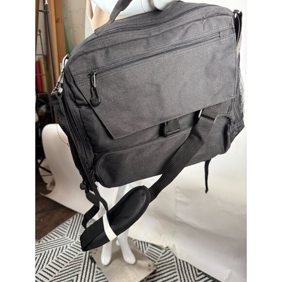Convertible Black Backpack Messenger Bag With Multiple Compartments Adjustable S - Picture 8 of 16